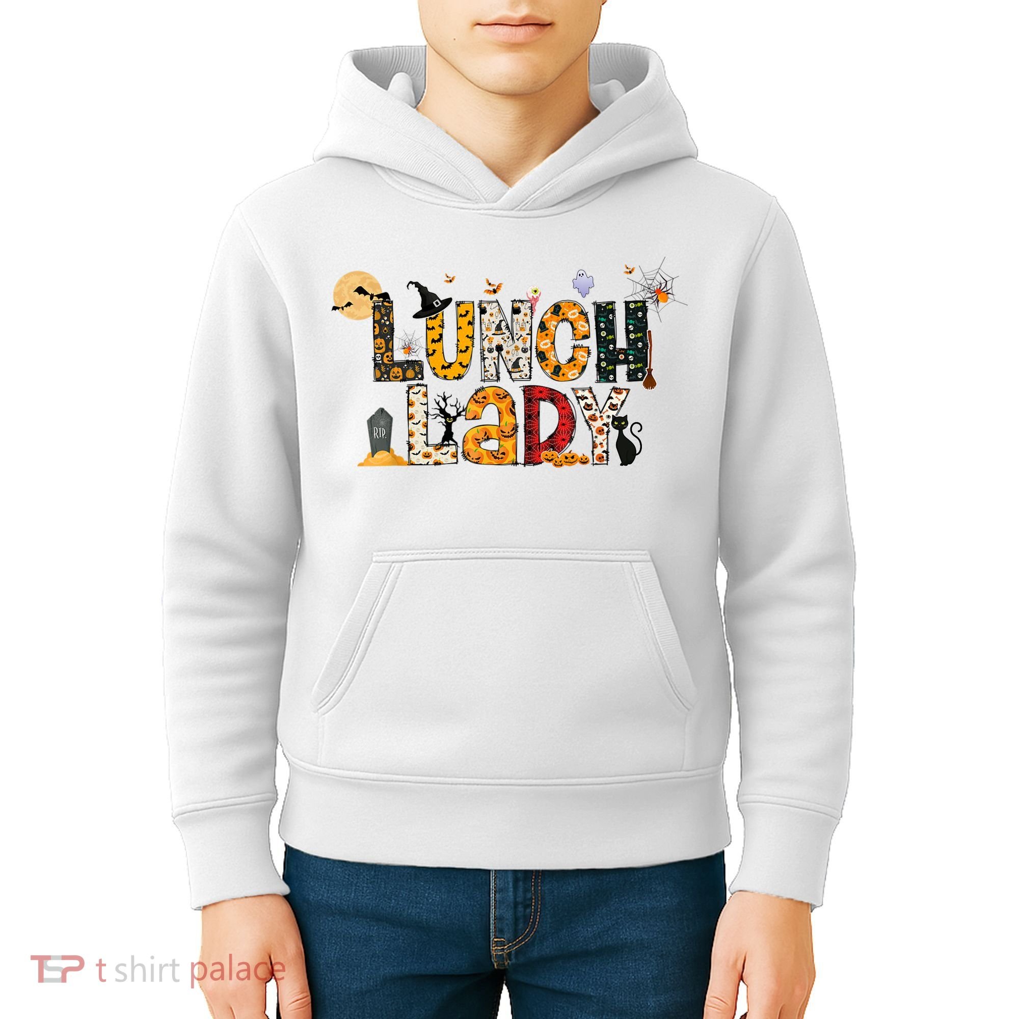 Halloween Lunch Lady Cafeteria Spooky Lunch Lady Halloween Kids Hoodie