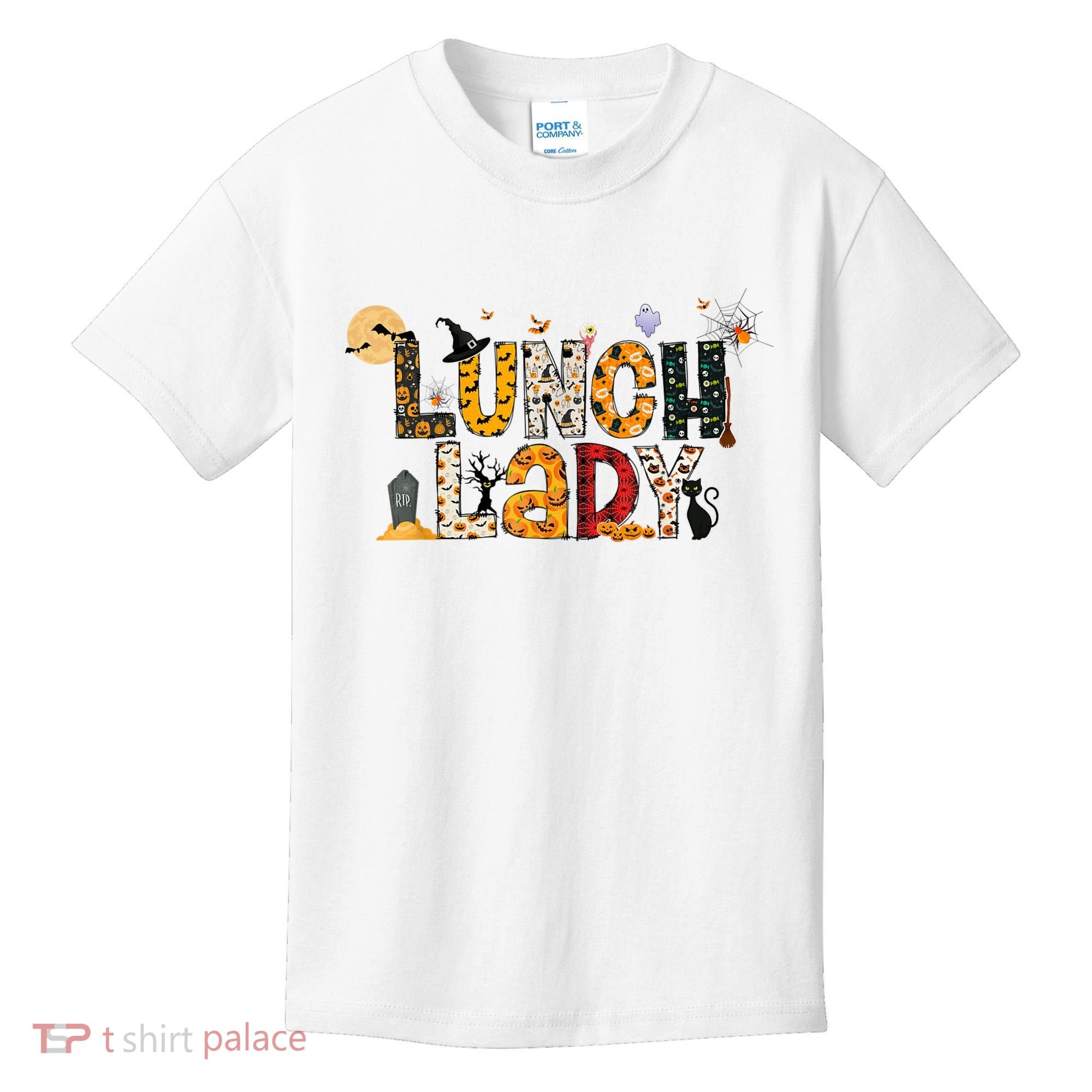 Halloween Lunch Lady Cafeteria Spooky Lunch Lady Halloween Kids T-Shirt