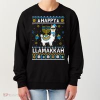 Happy Llamakkah Llama Alpaca Hanukkah Ugly Sweater Chanukah  Women's Sweatshirt thumb 0