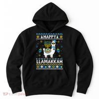 Happy Llamakkah Llama Alpaca Hanukkah Ugly Sweater Chanukah  Hoodie thumb 0