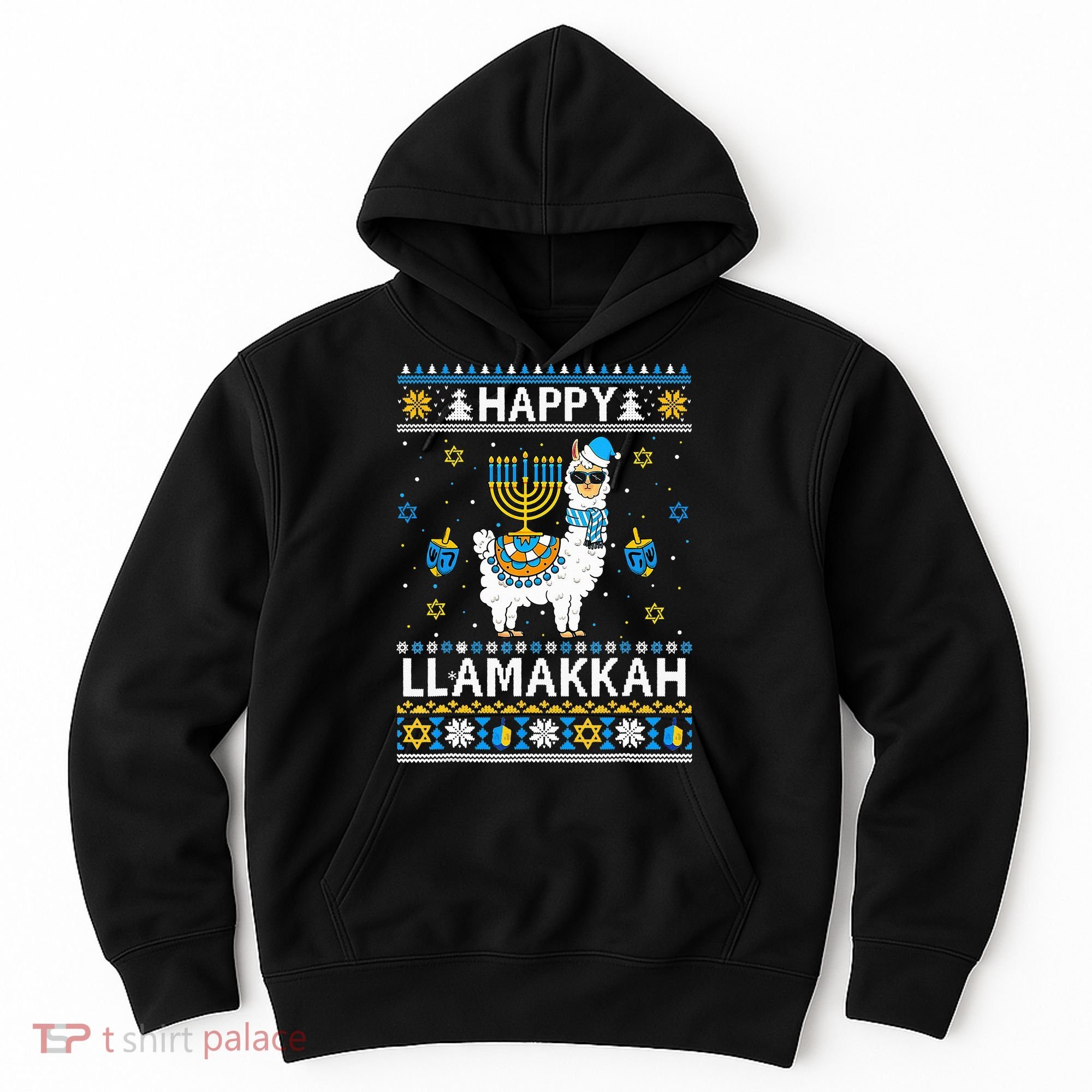 Happy Llamakkah Llama Alpaca Hanukkah Ugly Sweater Chanukah  Hoodie