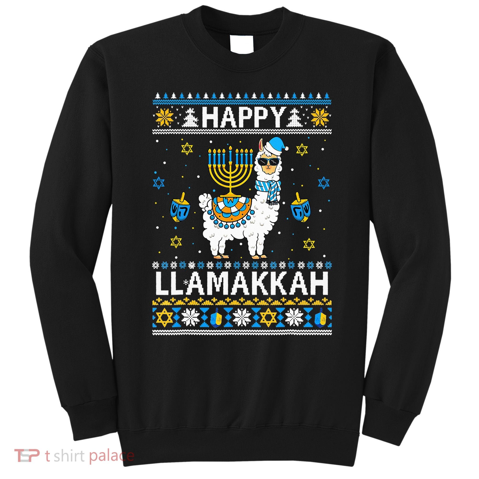 Happy Llamakkah Llama Alpaca Hanukkah Ugly Sweater Chanukah  Sweatshirt