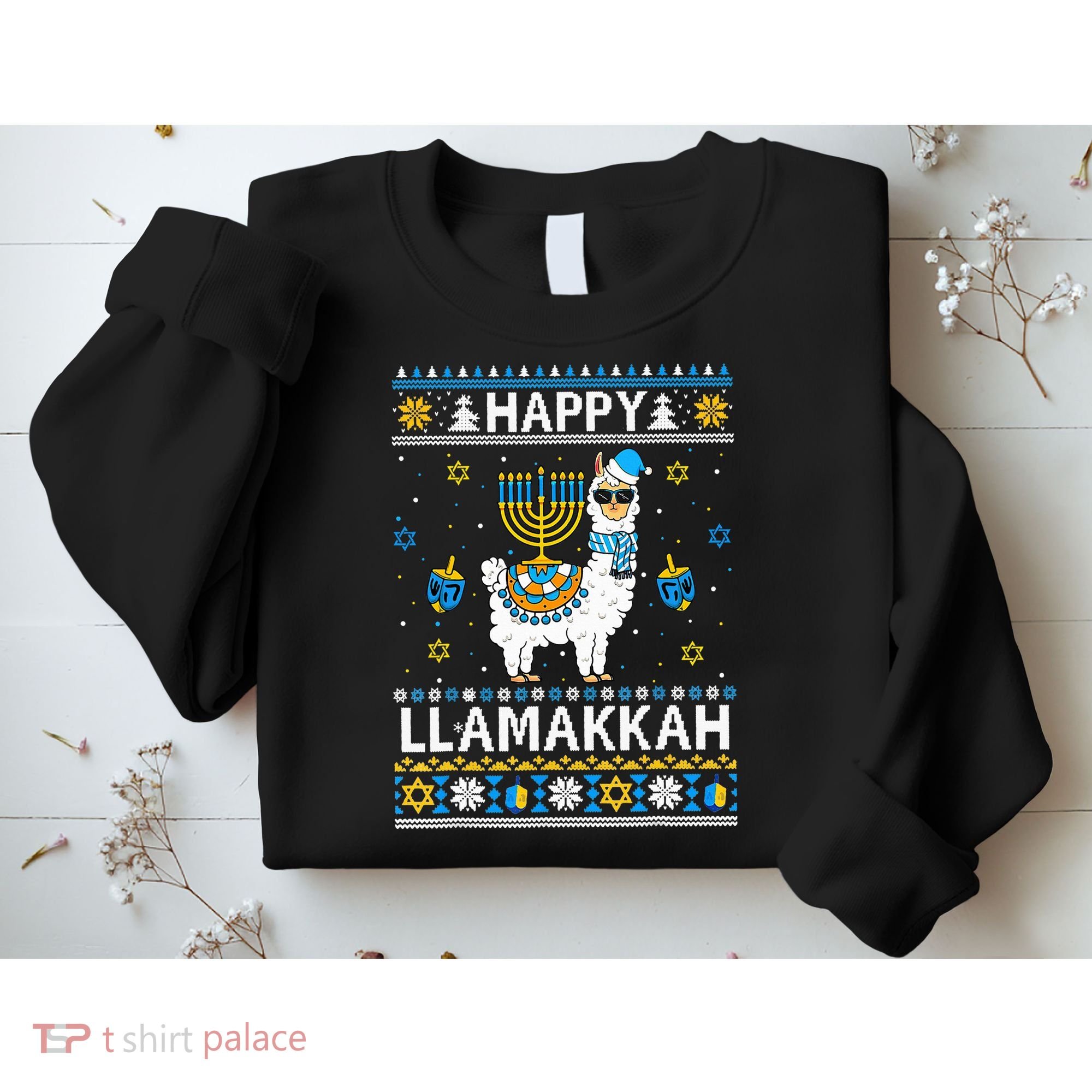 Happy Llamakkah Llama Alpaca Hanukkah Ugly Sweater Chanukah  Sweatshirt