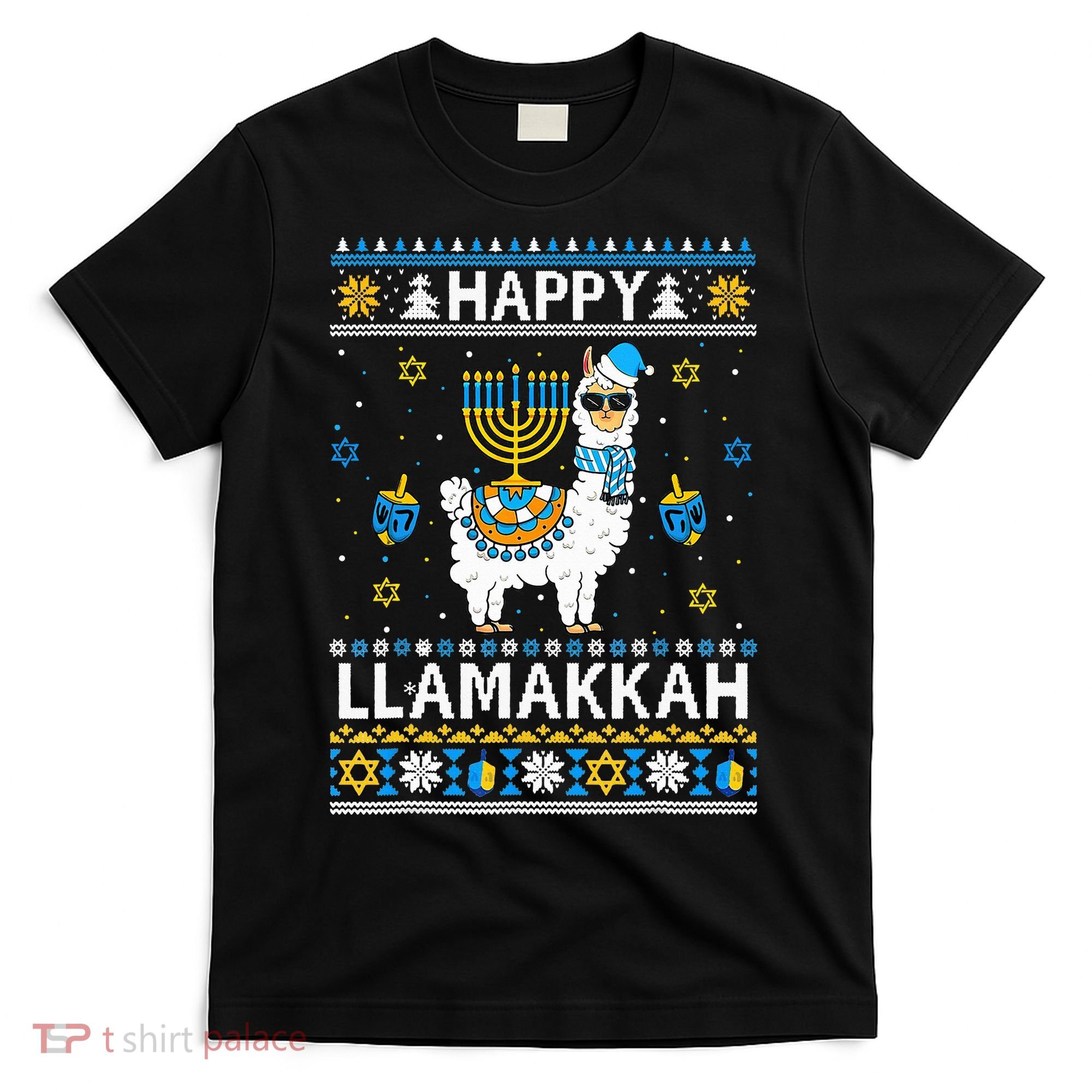 Happy Llamakkah Llama Alpaca Hanukkah Ugly Sweater Chanukah  T-Shirt