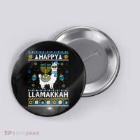 Happy Llamakkah Llama Alpaca Hanukkah Ugly Sweater Chanukah  Button thumb 0