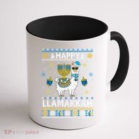 Happy Llamakkah Llama Alpaca Hanukkah Ugly Sweater Chanukah  Coffee Mug thumb 1