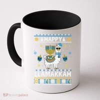 Happy Llamakkah Llama Alpaca Hanukkah Ugly Sweater Chanukah  Coffee Mug thumb 0
