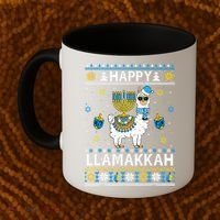 Happy Llamakkah Llama Alpaca Hanukkah Ugly Sweater Chanukah  Coffee Mug thumb 2