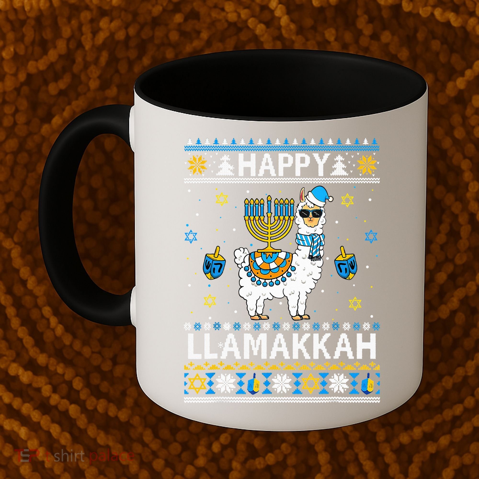 Happy Llamakkah Llama Alpaca Hanukkah Ugly Sweater Chanukah  Coffee Mug