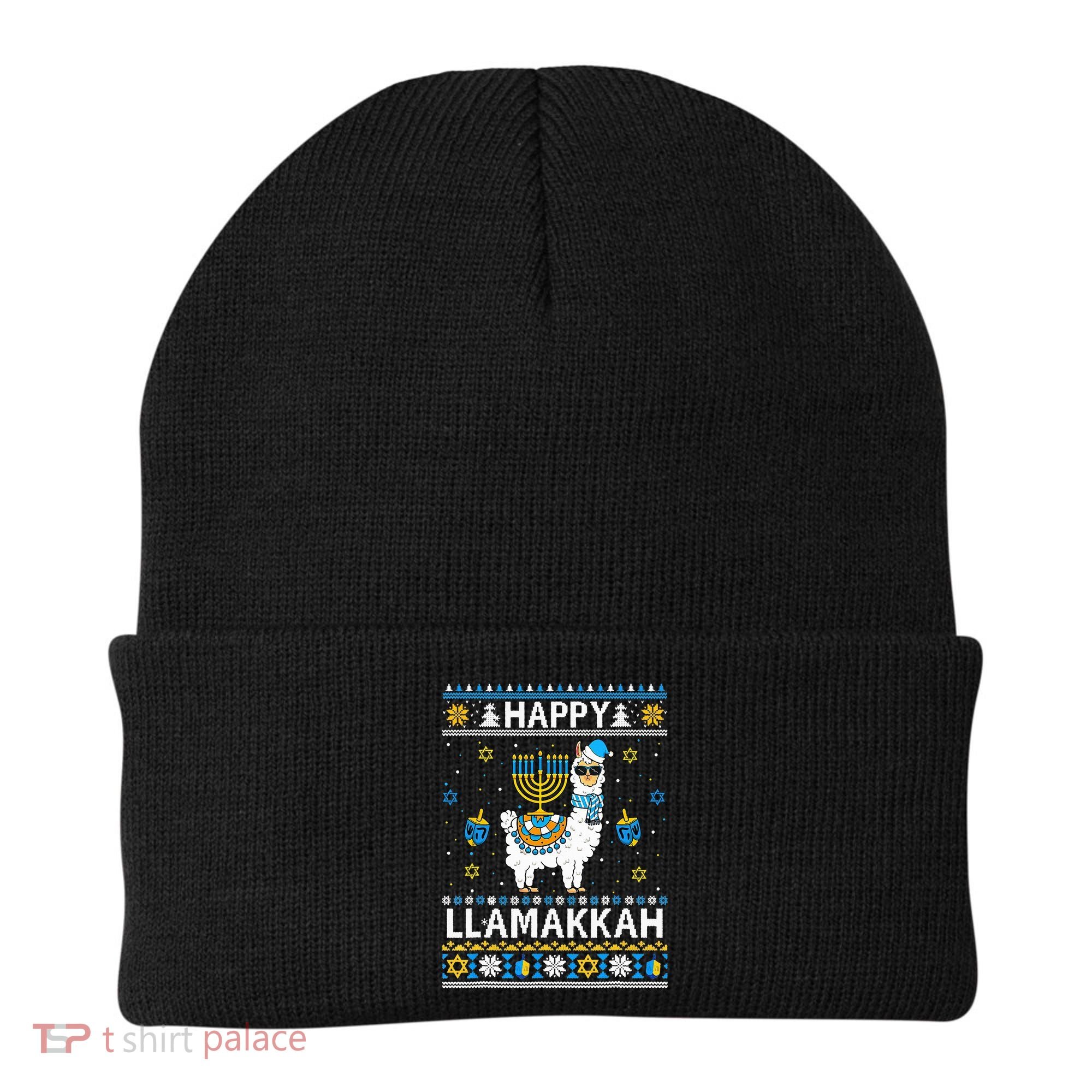 Happy Llamakkah Llama Alpaca Hanukkah Ugly Sweater Chanukah  Beanie