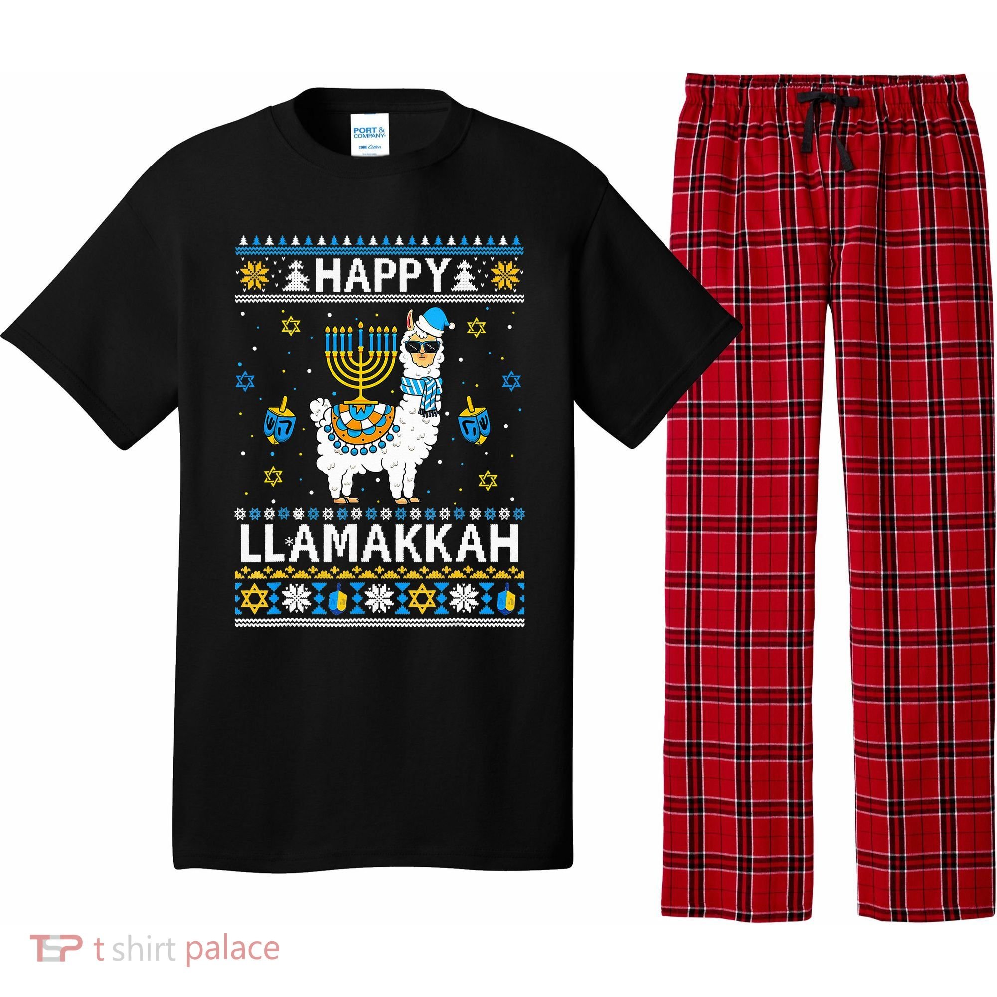 Happy Llamakkah Llama Alpaca Hanukkah Ugly Sweater Chanukah  Pajama Set