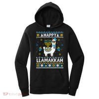 Happy Llamakkah Llama Alpaca Hanukkah Ugly Sweater Chanukah  Women's Hoodie thumb 0