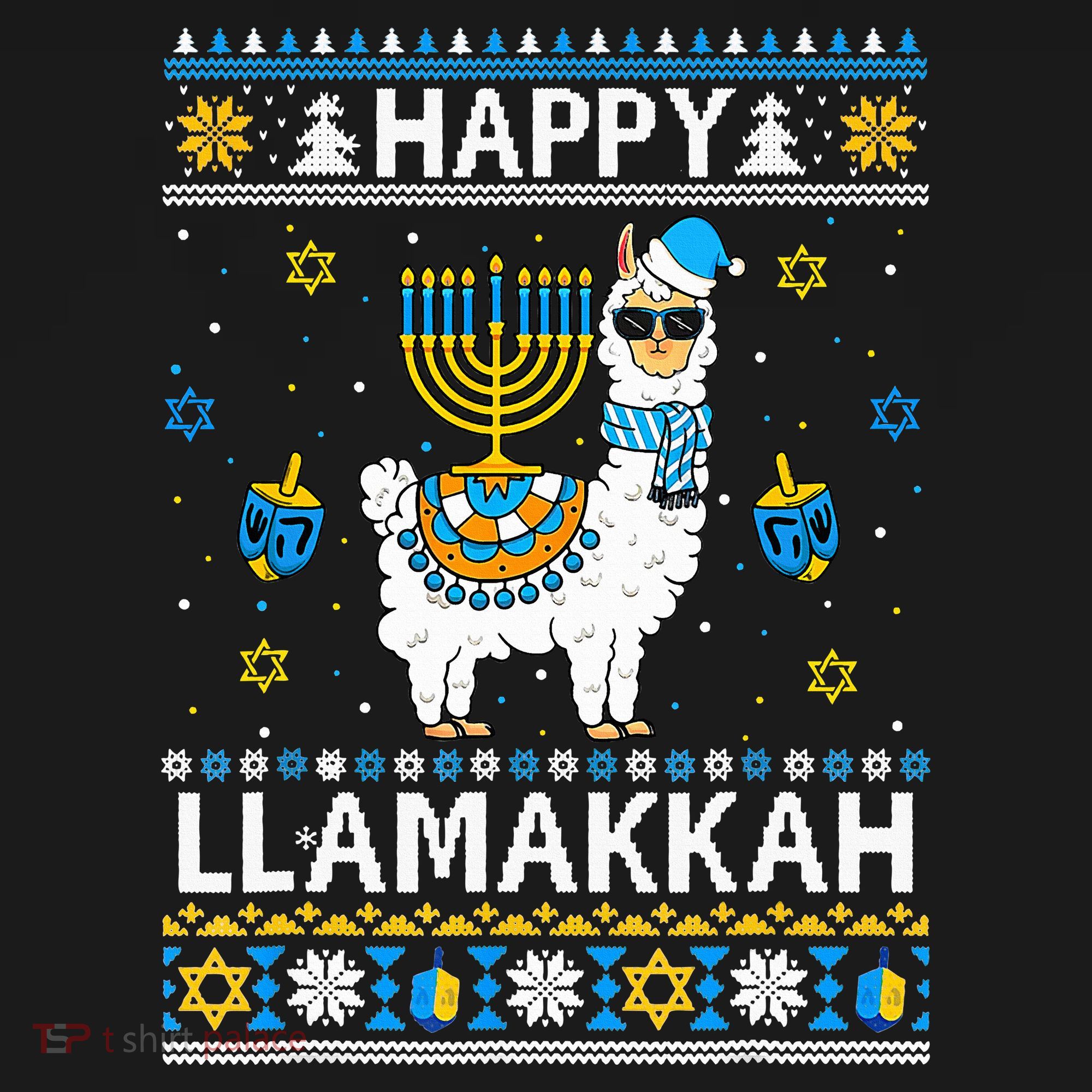 Happy Llamakkah Llama Alpaca Hanukkah Ugly Sweater Chanukah  Women's Hoodie