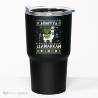 Happy Llamakkah Llama Alpaca Hanukkah Ugly Sweater Chanukah  Tumbler thumb 0