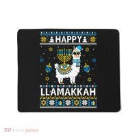 Happy Llamakkah Llama Alpaca Hanukkah Ugly Sweater Chanukah  Mousepad thumb 0