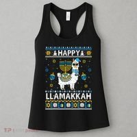 Happy Llamakkah Llama Alpaca Hanukkah Ugly Sweater Chanukah  Women's Tank Top thumb 3