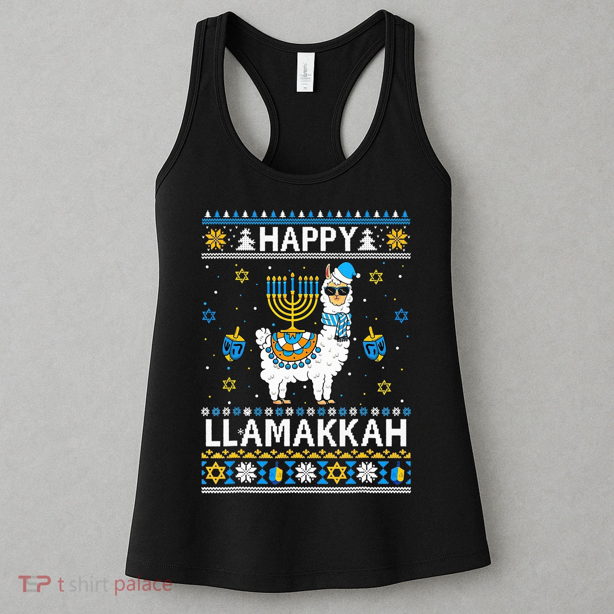 Happy Llamakkah Llama Alpaca Hanukkah Ugly Sweater Chanukah  Women's Tank Top