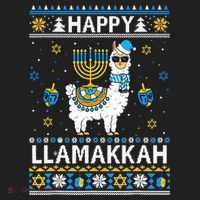 Happy Llamakkah Llama Alpaca Hanukkah Ugly Sweater Chanukah  Hat thumb 2