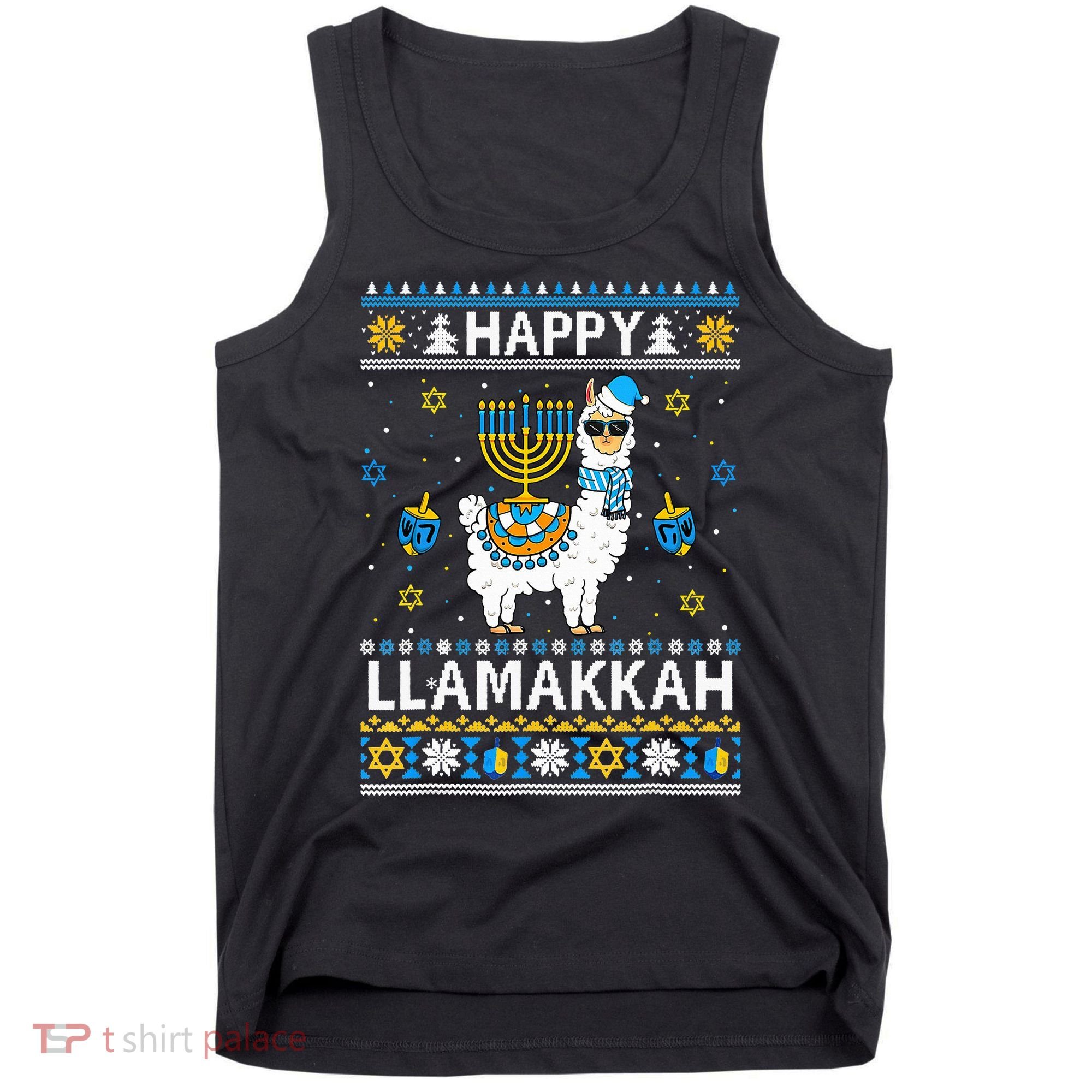 Happy Llamakkah Llama Alpaca Hanukkah Ugly Sweater Chanukah  Tank Top
