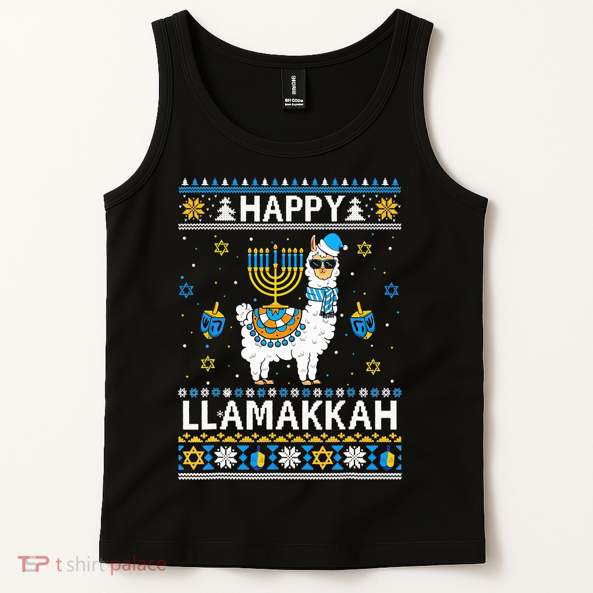 Happy Llamakkah Llama Alpaca Hanukkah Ugly Sweater Chanukah  Tank Top