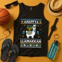 Happy Llamakkah Llama Alpaca Hanukkah Ugly Sweater Chanukah  Tank Top thumb 4