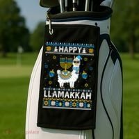 Happy Llamakkah Llama Alpaca Hanukkah Ugly Sweater Chanukah  Golf Towel thumb 2