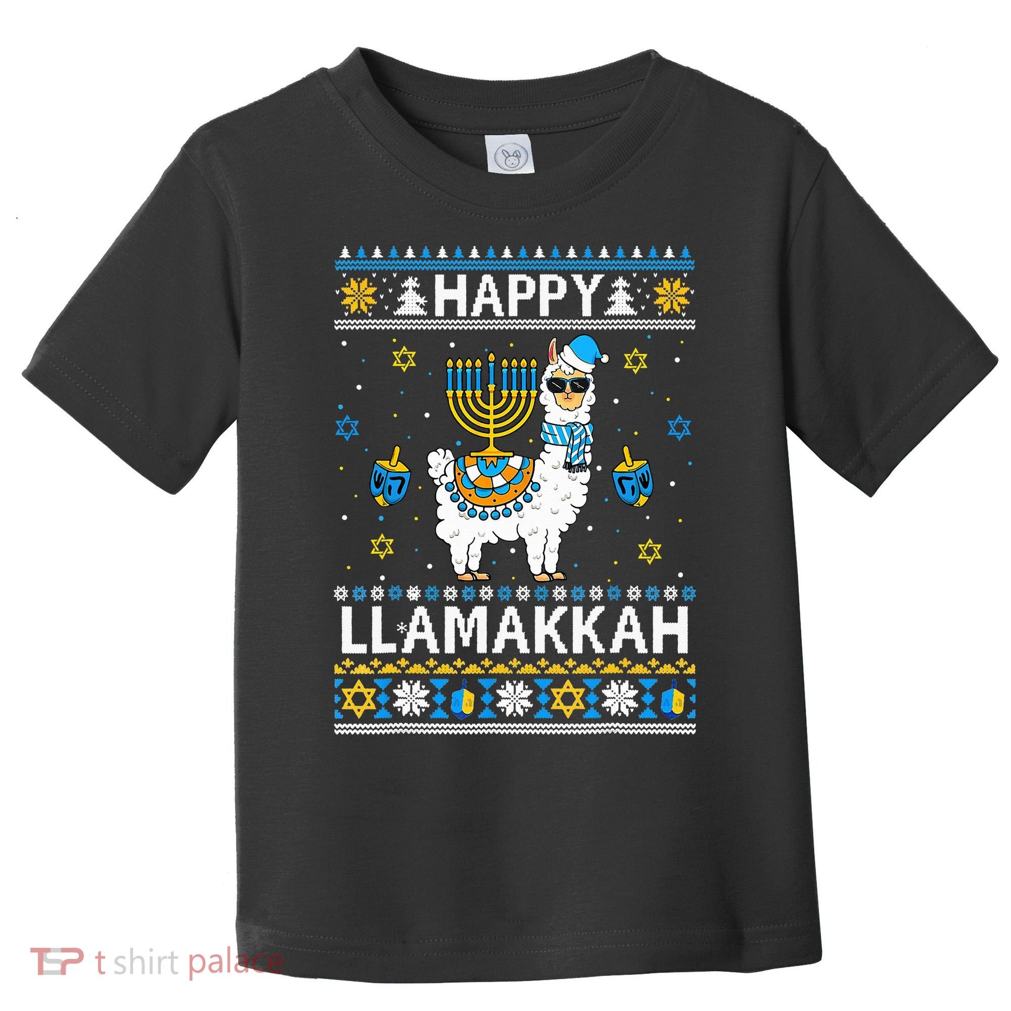Happy Llamakkah Llama Alpaca Hanukkah Ugly Sweater Chanukah  Toddler T-Shirt