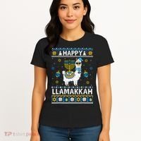 Happy Llamakkah Llama Alpaca Hanukkah Ugly Sweater Chanukah  Women's T-Shirt thumb 4