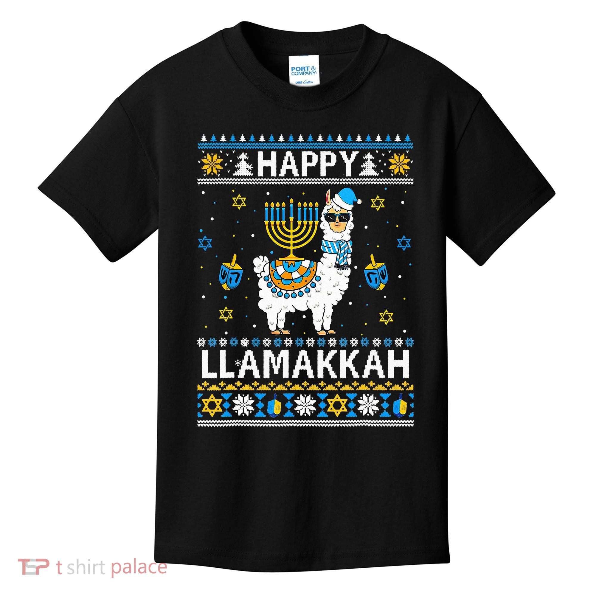 Happy Llamakkah Llama Alpaca Hanukkah Ugly Sweater Chanukah  Kids T-Shirt
