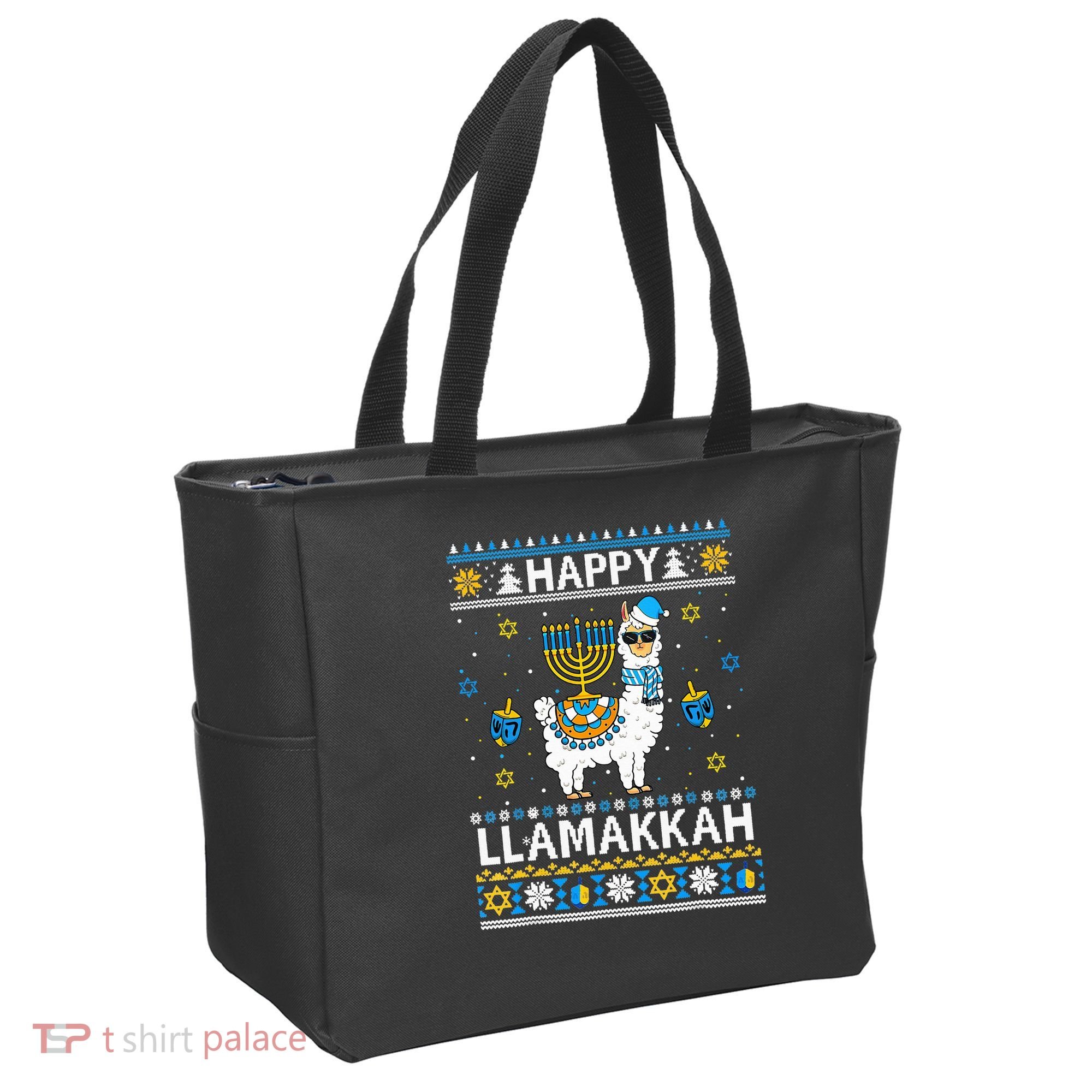 Happy Llamakkah Llama Alpaca Hanukkah Ugly Sweater Chanukah  Tote Bag