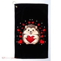 Hedgehog Lover Love Hearts Hedgehog Valentines Day Gift Golf Towel thumb 0