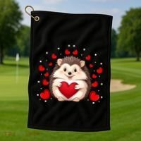Hedgehog Lover Love Hearts Hedgehog Valentines Day Gift Golf Towel thumb 1