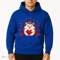 Hedgehog Lover Love Hearts Hedgehog Valentines Day Gift Hoodie thumb 2