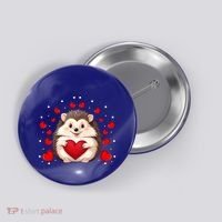 Hedgehog Lover Love Hearts Hedgehog Valentines Day Gift Button thumb 0