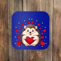 Hedgehog Lover Love Hearts Hedgehog Valentines Day Gift Coaster thumb 0