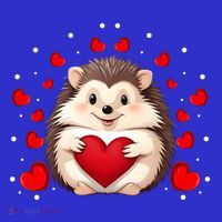 Hedgehog Lover Love Hearts Hedgehog Valentines Day Gift Coaster thumb 2