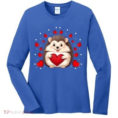 Hedgehog Lover Love Hearts Hedgehog Valentines Day Gift Women's Long Sleeve Shirt