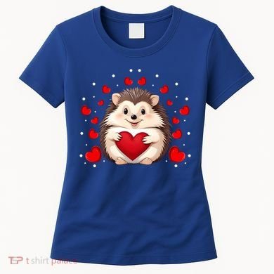 Hedgehog Lover Love Hearts Hedgehog Valentines Day Gift Women's T-Shirt