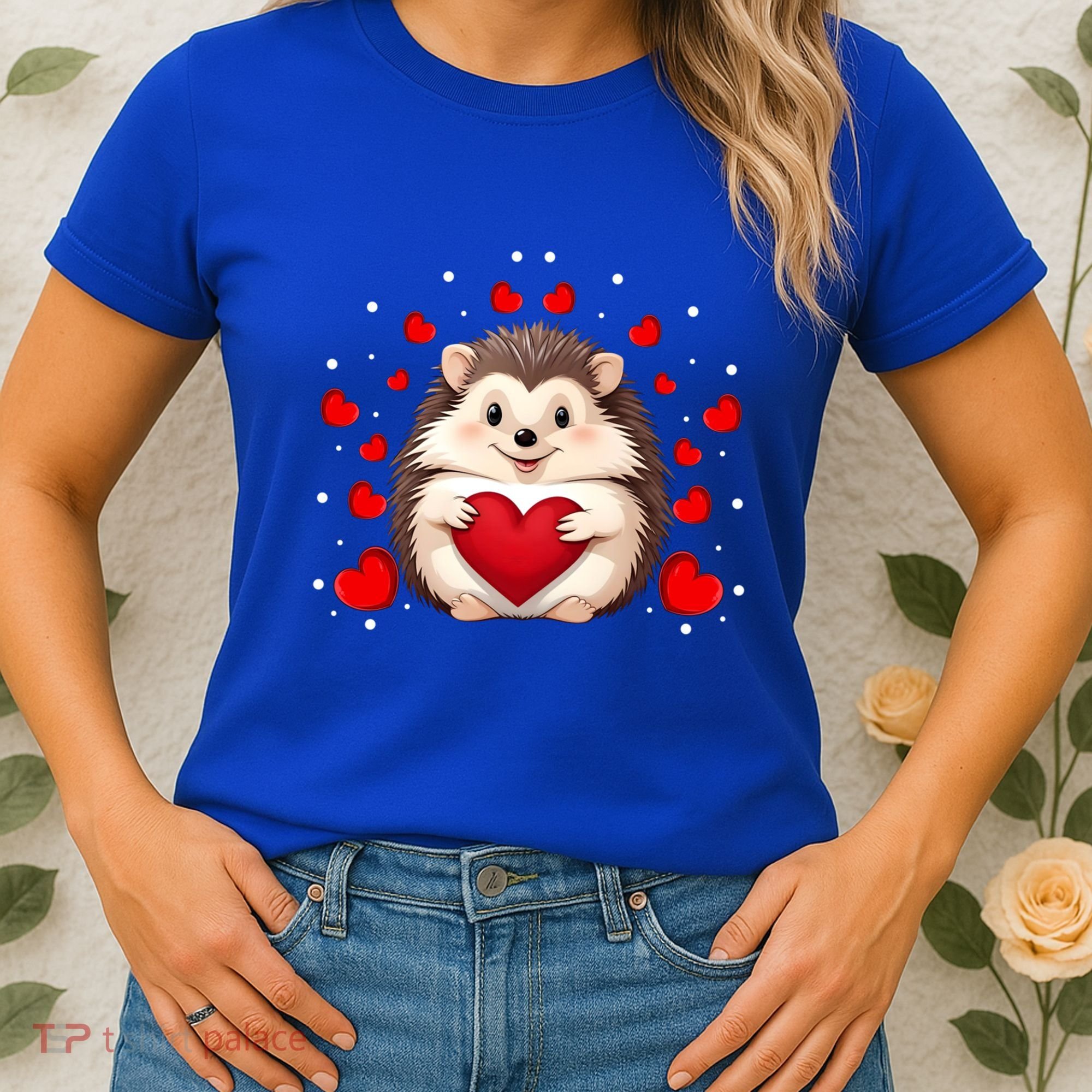 Hedgehog Lover Love Hearts Hedgehog Valentines Day Gift Women's T-Shirt