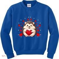 Hedgehog Lover Love Hearts Hedgehog Valentines Day Gift Kids Sweatshirt thumb 0