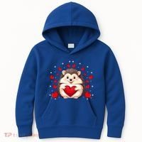 Hedgehog Lover Love Hearts Hedgehog Valentines Day Gift Kids Hoodie thumb 0