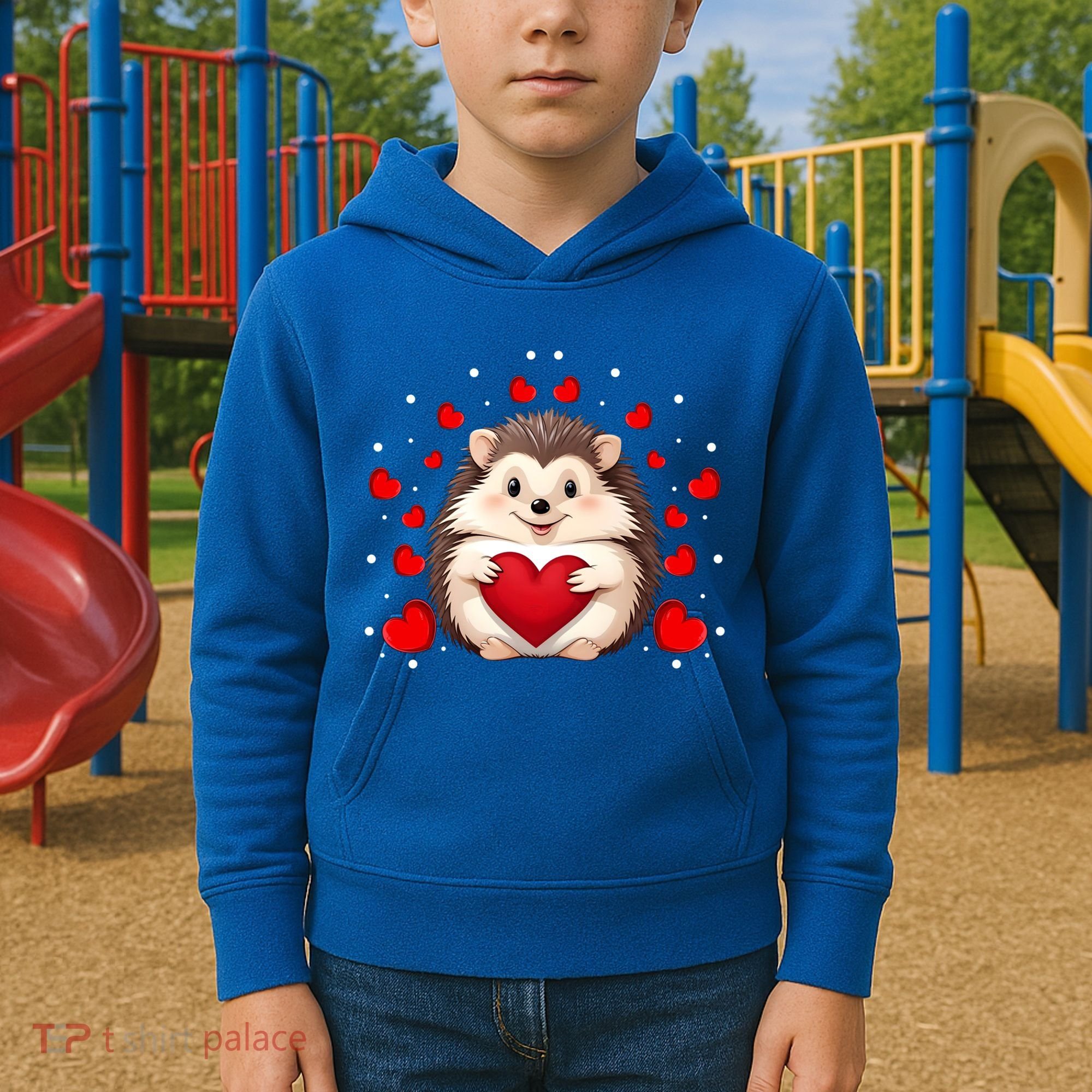 Hedgehog Lover Love Hearts Hedgehog Valentines Day Gift Kids Hoodie
