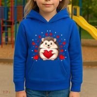 Hedgehog Lover Love Hearts Hedgehog Valentines Day Gift Kids Hoodie thumb 3