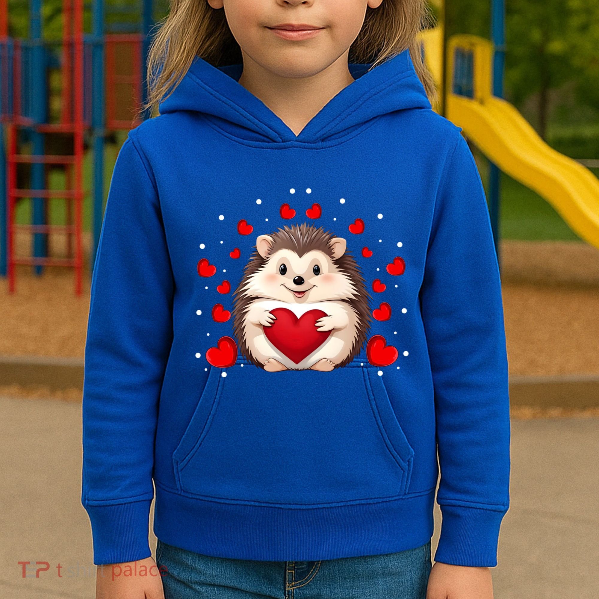 Hedgehog Lover Love Hearts Hedgehog Valentines Day Gift Kids Hoodie