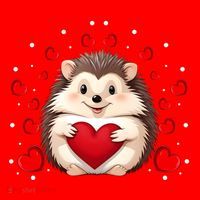 Hedgehog Lover Love Hearts Hedgehog Valentines Day Gift Santa Hat thumb 1