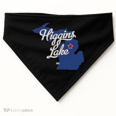 Higgins Lake Michigan MI Map USA-Made Doggie Bandana