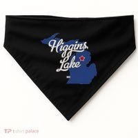 Higgins Lake Michigan MI Map USA-Made Doggie Bandana thumb 0