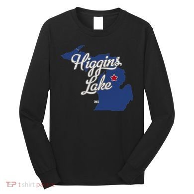 Higgins Lake Michigan MI Map Long Sleeve Shirt