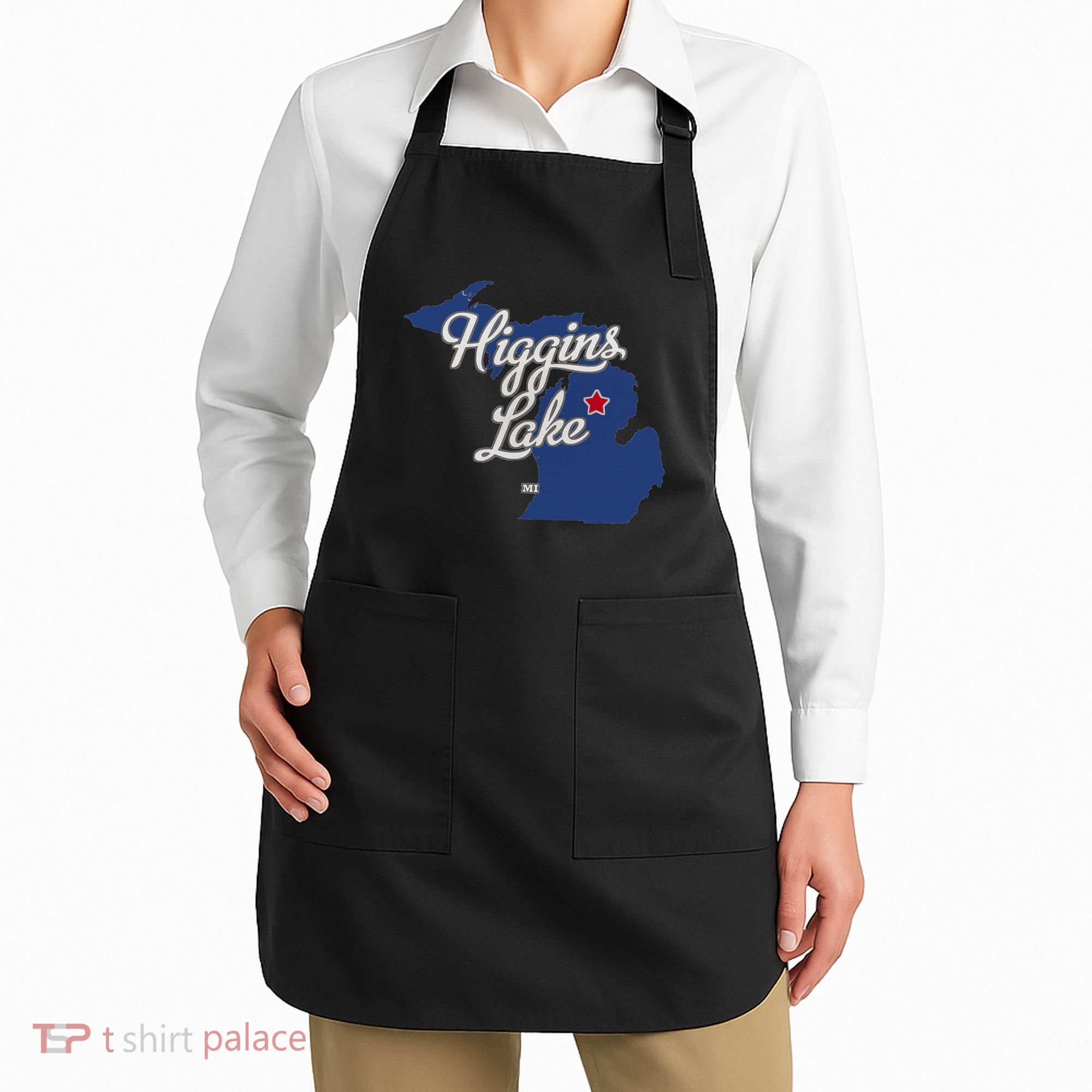 Higgins Lake Michigan MI Map Apron