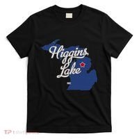 Higgins Lake Michigan MI Map T-Shirt thumb 0